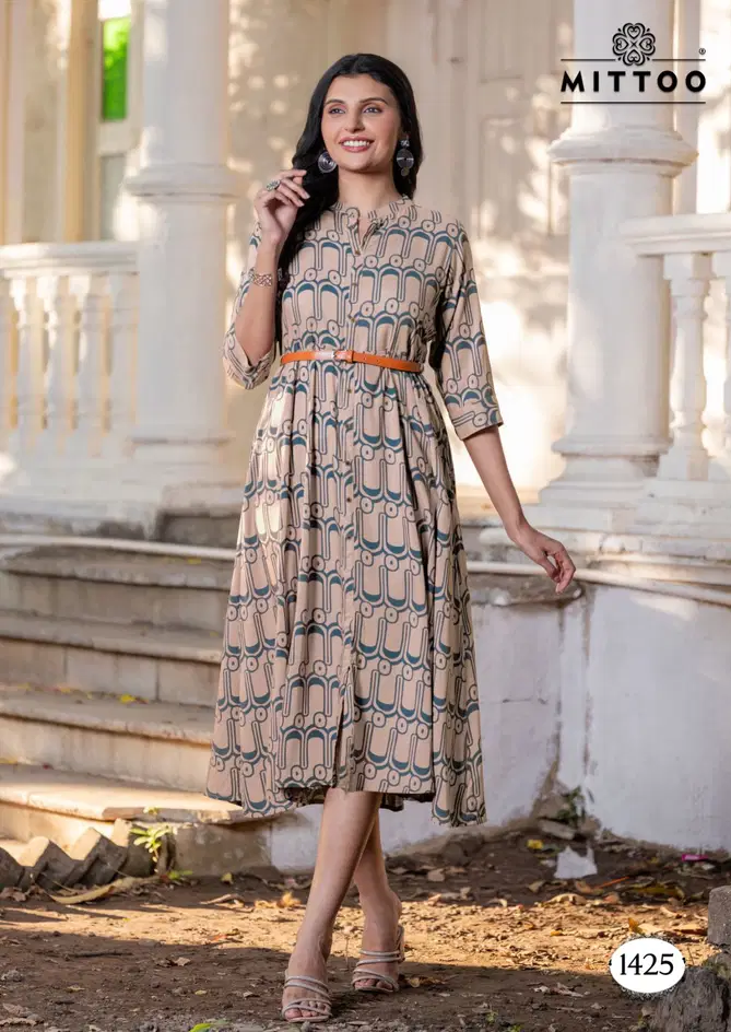 Belt Vol 18 By Mittoo Rayon Printed Party Wear Kurtis Wholesale Price